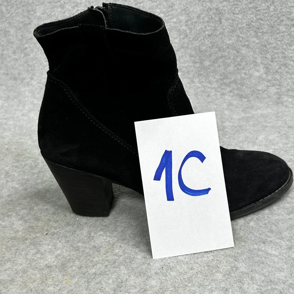 Paul Green Black Suede Zipper Block Heel‎ Ankle Boots Women's US9 UK6.5 Austria